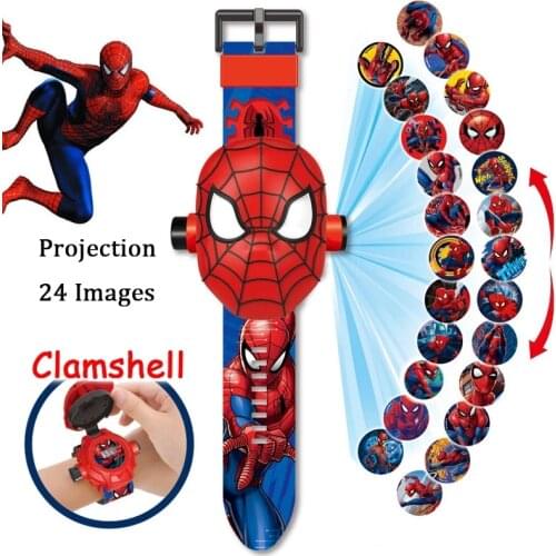 17 Style Disney Cartoon Children Watch 3D Projection Cartoon Superheroes Spider-man Iron Man Digital Watches Children Watch Toy