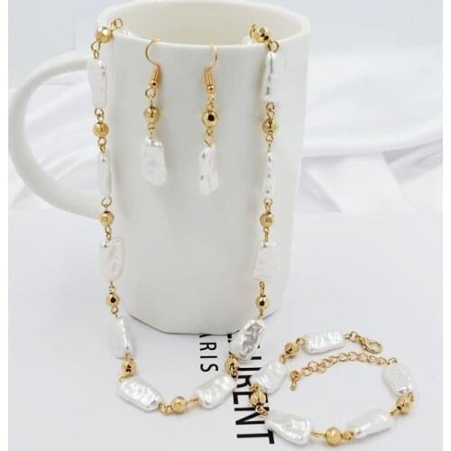 White Imitation Pearl Chokers Necklace Hand Chain Set Square Pear With Metal Necklace Women Statement Jewelry For Party