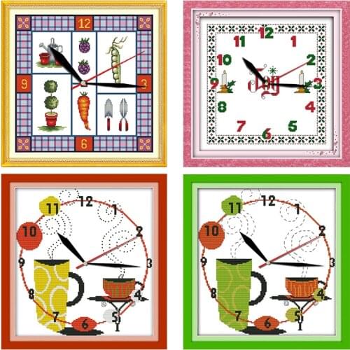 Cross Stitch Stamped Digital Clock 11CT 14CT Printed Thread Crafts Accessories Embroidery Needlework Kits Counted Patterns Decor