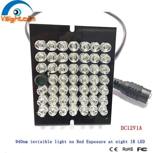 DC12V 60 Degree Invisible illuminator 48Pcs LED IR Lights PCB For CCTV Security 940nm infrared IR Camera