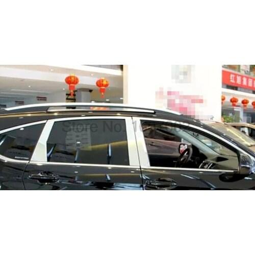 For Honda CRV CR-V 2015 2016 6pcs Stainless Steel Car Window Side Center Pillar B+C Post Cover Molding Trim Sticker Accessories