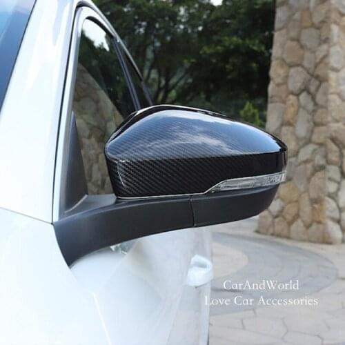 For Volkswagen VW T-Roc TROC 2017 2018 Rear View Mirror Cover RearView Mirrors Frame Trims Carbon Fibre Car-Styling Accessories