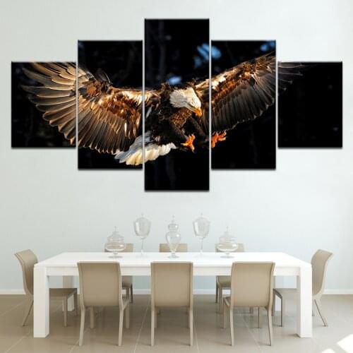 Home Decoration HD Printed Frame Posters Living Room 5 Panel Eagle Animal Modern Painting On Canvas Wall Art Pictures Artwork