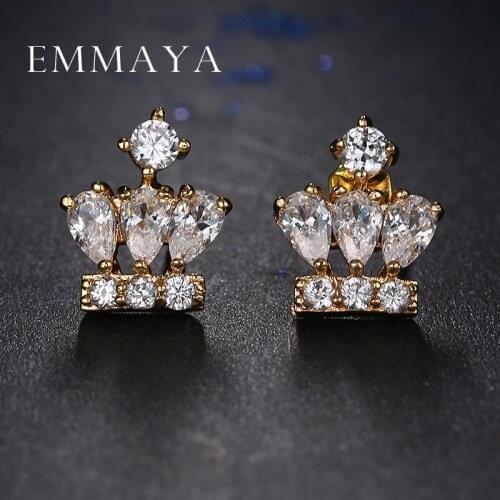 Emmaya Fashion Cute Lovely Crown Earrings Crystal Jewelry Wholesale Cheap Factory Price Stud Earrings for Women