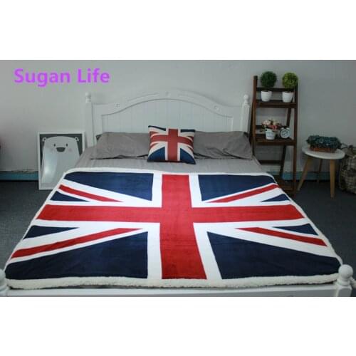 Sugan Life British union jack American star flag Canadian maple leaf flag flannel double blanket Free shipping