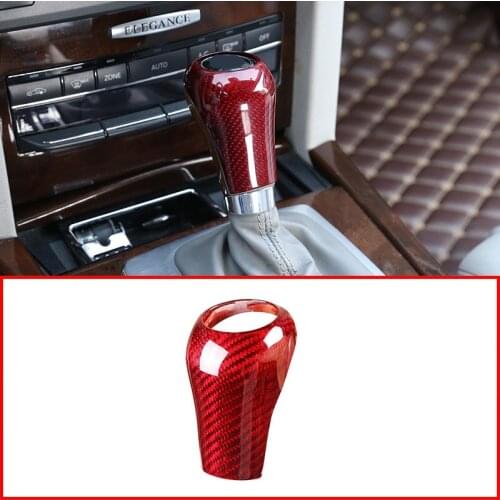 Real Red Carbon Fiber Gear Shift Head Trim Interior For Mercedes Benz C Class W204 E GLK X204 CLS W218 A G Class Car Accessorie