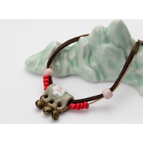 Ceramic Flower Hand-made Bracelets Boho Ethnic Bangles Braelets For women Gift DIY Jewelry #GY474