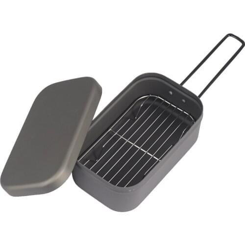 Camping Lunch Box Steaming Rack Aluminum Alloy Food Container Storage Box for Picnic Camping Hiking Fishing Outdoor Tableware