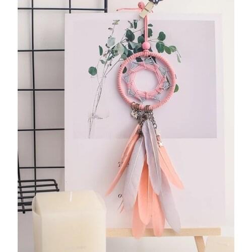 Feather Dream Catcher Mini Handmade Weave Hanging Car Ornament Craft Wind Chimes Decoration Home Wall Deocr Creative Gifts