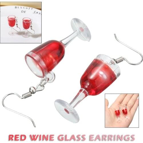 4 Colors Small Wine Cup Earrings Creative Jewelry Fashion Resin Drink Wine Glass Bottle Dangle Ear Earrings Female Party Gift