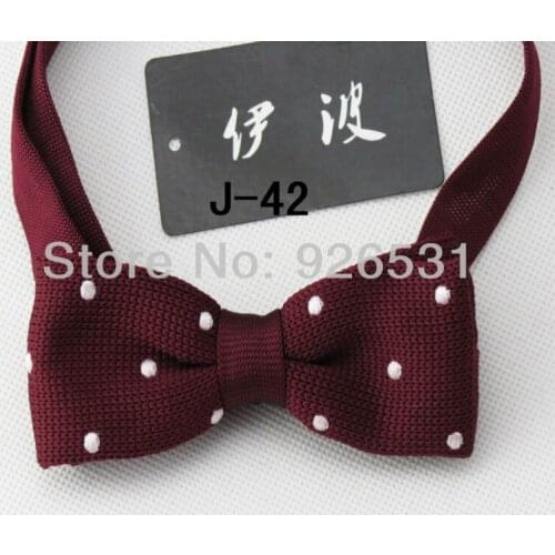 Mans bow tie/wine red/White dots/knitted bowtie/Double fabric bowtie/Retro style fashion wine red bowknot free shipping