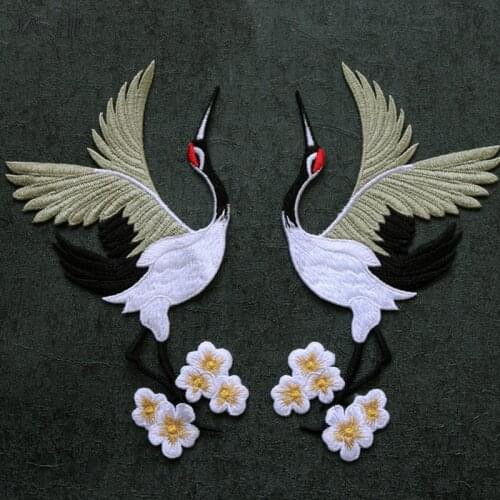 Red-crowned Crane Ironing Transfer Clothes Striped Bird Patch Sticker DIY Decal high quality