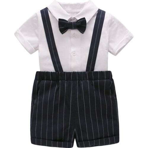 Summer New Newborn Boy Clothes Full Moon Clothes Baby One-Year-Old Dress Clothing Sets Gentleman Childrens Suit