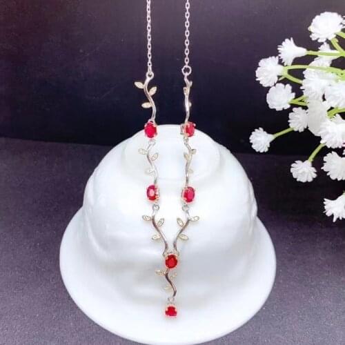 Classic Natural Ruby necklace for women jewelry natural gems real 925 silver good gift birthstone luxury style not expensive