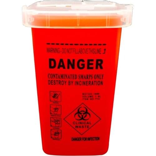 1L Plastic Tattoo Supplies Container Waste Box Buckets Collection Barrels for Disposable Tattoo Needle Tips