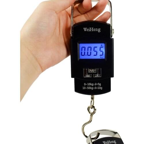50KG 10g Portable LCD Digital Fish Hanging Luggage Scale Travel Luggage Electronic Weigh Scale with Hook
