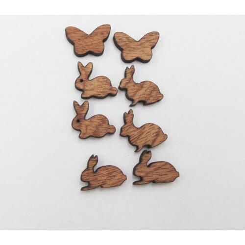 DIY Blank Wood Earring Charms Laser Cut Jewelry Butterfly Bunny Rabbit Cabochon Earring Supplies