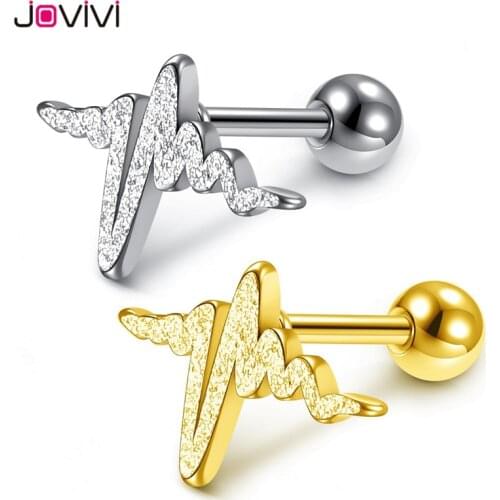 Jovivi Stainless Steel Stud Earring 16Ga Earrings Studs Helix Tragus Cartilage Earrings Fashion Women Girl Ear Piercing Jewelry