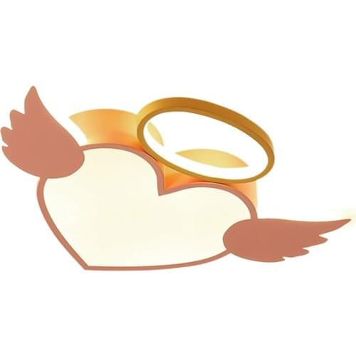 Modern Heart Wing Pink Ceiling Lights Bedroom Living Room Angel Girl Warm Romantic Childrens Room Ceiling Lamps Lighting