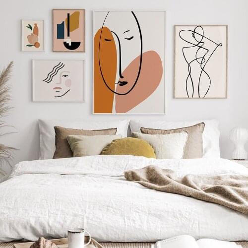 Bohemian Decorative Picture Abstract Face Line Poster Nordic Painting Wall Art Canvas Print Home Decor For Living Room Bedroom