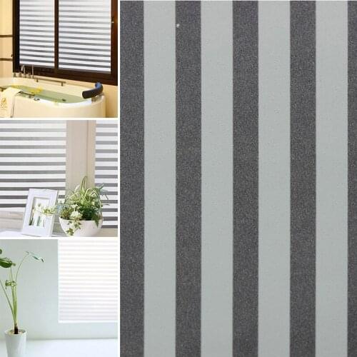 45cmx150cm Waterproof Privacy Frosted Glass Window Film Striped Sticker Home