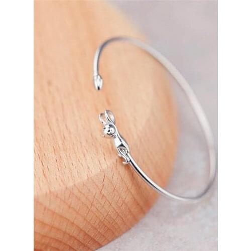 Sole Memory Cute Sweet Romantic Cat Creative 925 Sterling Silver Female Resizable Bracelets SBR238