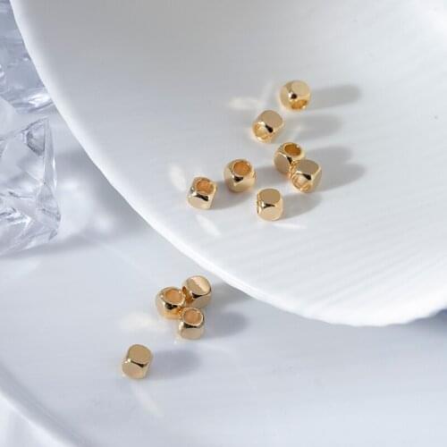 Vacuum plating gold brass square spacer loose beaded Beads for making jewelry accessories 4mm 20pcs