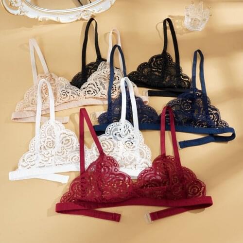 Sexy Woman Bra Floral Lace Bra Wire Free Bralette Female Unlined Breathable Lingerie Ultra-Light Adjustable Brassiere Hot 1/2pcs