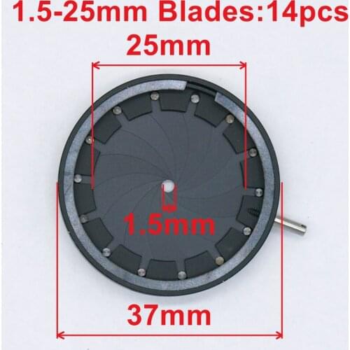 1pcs 1.5-25mm Adjustable Zoom Optical Iris Diaphragm Aperture Condenser with 14 Blades for Digital Camera Microscope Adapter