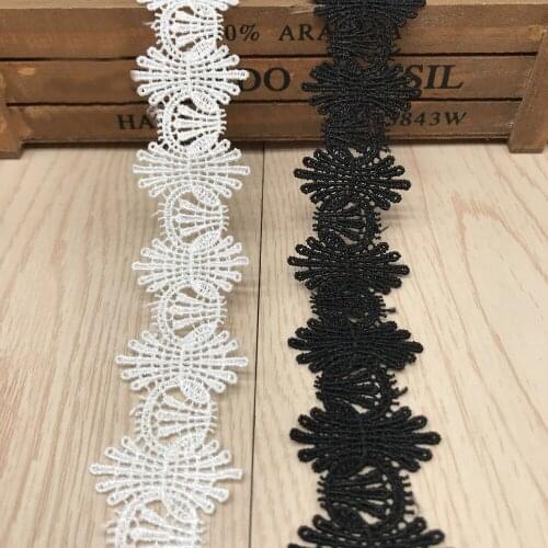 15Yards Polyester Embroidered Lace Trim DIY Craft Black White Fabric Lace Applique Ribbon For Sewing Clothing Accessories