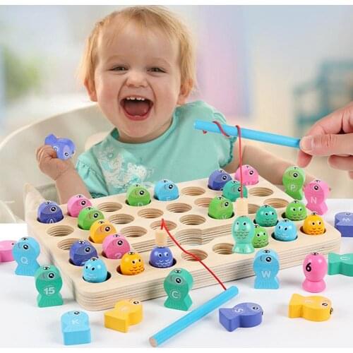 2 in 1 Magnetic 3D puzzle toys Fishing Game Alphabet Number Sorting Puzzle children baby Kids early learning Education Toy