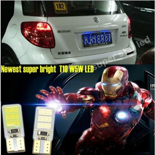 2 x T10 W5W For SAMSUNG COB Chip License Number Plate Light LED Bulbs Lamp For Suzuki Liana Auto SX4 Vitara Swift