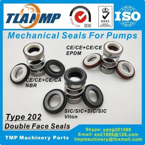 202-12 Double Face Mechanical Seals (Material: CE/CE/EPDM ,CA/CE/NBR, SiC/SiC/VIT) Shaft size 12mm, Outersize of Seat 26mm