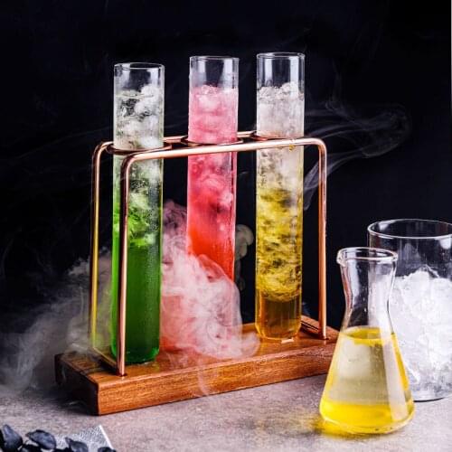 Originality 3 Piece Test Tube Special Cocktail Glass Set With Holder Test-tube Stand Shot Glass Champagne Flute Wine Cup For Bar