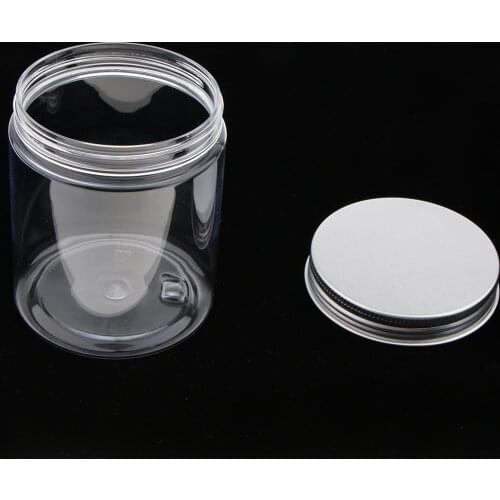 250ML Clear Plastic Can Tin Pot Jar Container Candy Nut Honey Holder Bottle