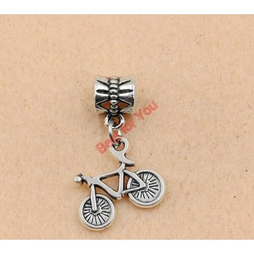 5pcs Antique Silver Plated Vintage Bicycle Bike Bead European Bracelet Charm Handmade Pendant For Jewelry Making 28x14mm
