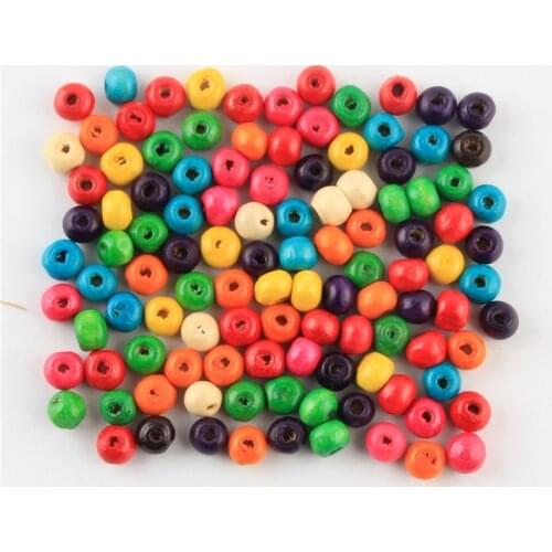 6x5mm DIY Small Wooden Beads 600Pcs Multicolor Mixed Round Wood Spacer Beads for Jewelry Making
