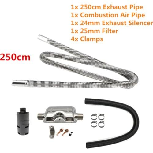 Car Diesel Parking Heater 250cm Pipe + 24mm Exhaust Silencer + 25mm Air Filter Set For Air Diesel Heater For Webasto Eberspacher