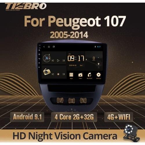 TIEBRO 2DIN Android 9.0 Car Multimedia Video Player For Peugeot 107 Toyota Aygo Citroen C1 2005-2014 Car Radio Stereo Navigation