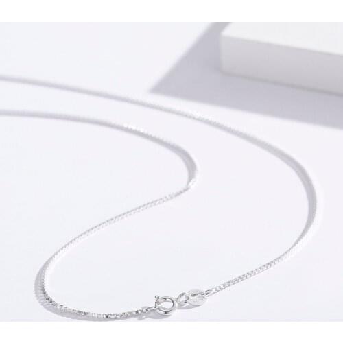 7 Sizes Available Pure 925 Sterling Silver Box Chain Necklace Women Men Kids Girls 35/40/45/50/60/70/80cm Jewelry kolye collares
