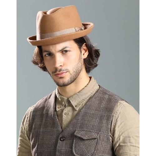 LIHUA Brand Felt Hat ,100% Wool Stain-Resistant Crushable Dress Fedora mens bowler hat With Box Pack