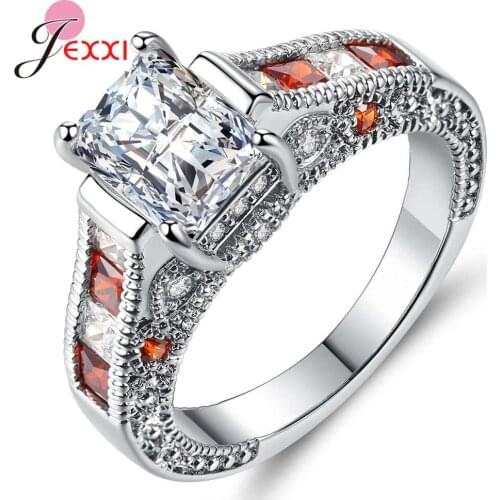 Brand 925 Sterling Silver Sparkling Rings For Women Girls Brilliant CZ Crystal Wedding Engagement Zircon Jewelry