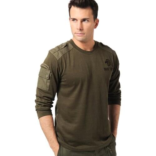 Mens Long Sleeve Tactical T-Shirt Spring Autumn Outdoor Sports Hiking Cotton Breathable T Shirt Combat Training Military Tops