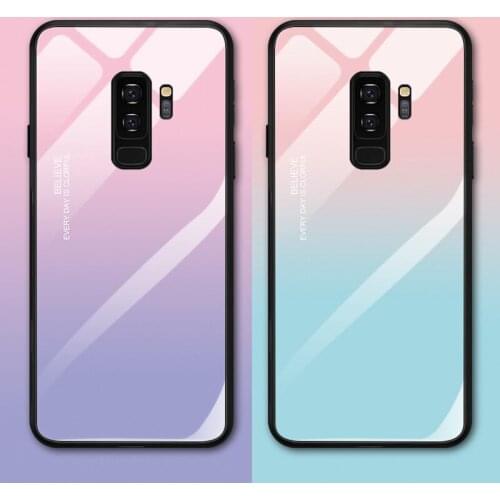 J4/J6PLUS A7 A10/20/30/70 S8/S9/S10Lite Gradient Tempered Glass Phone Case For Samsung Note8/9 Shell Body Protection Cover