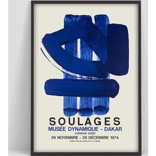Canvas Painting Pierre Soulages Exhibition poster Museum Absthibition Picture Prints Wall Art For Home Decor