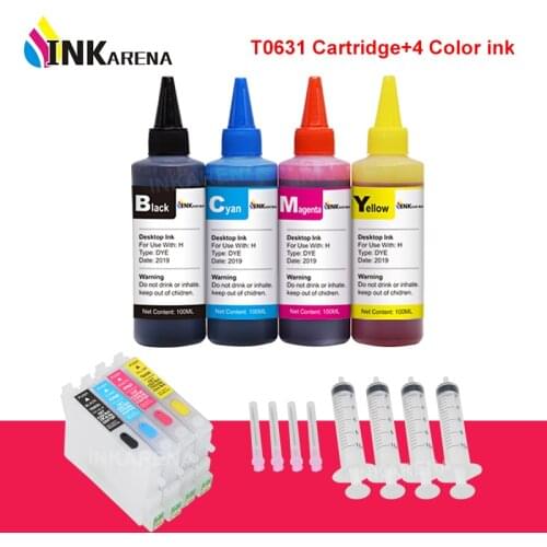 INKARENA T0631 XL Ink Cartridge For Epson Stylus C67 C87 C87 Plus CX3700 CX4100 CX4700 CX5700F CX7700 + 4 Color Refill Ink Kits