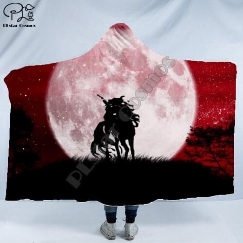 Colorful horse Graffiti Character Hooded Blanket Adult/child Sherpa Fleece Wearable Blanket Microfiber Bedding M-009