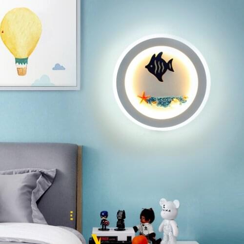 Creative Led Wall Lamp Bedroom Mediterranean Aisle Staircase Lamp Simple Modern Boy and Girl Childrens Room Bedside Lamp
