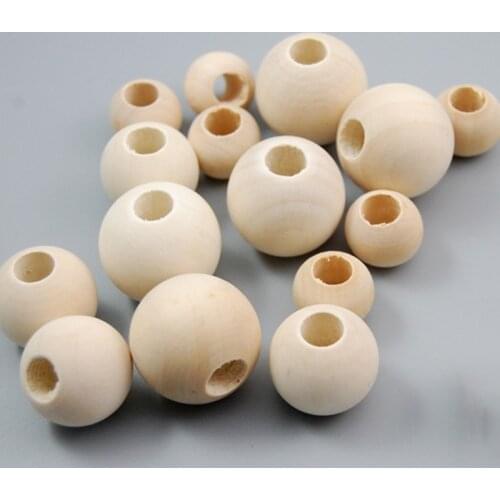 500-2PCS 4mm/50mm Natural Ball Round Spacer Wooden Beads Eco-Friendly Natural Color Wood Beads Lead-Free Wooden Balls