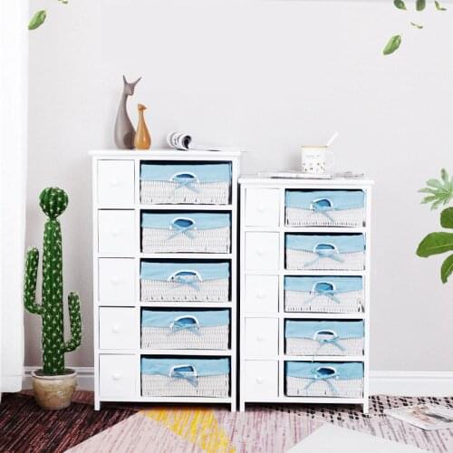 Multi-layer solid wood drawer storage cabinets bedroom storage cabinets corner household storage cabinets with five drawers